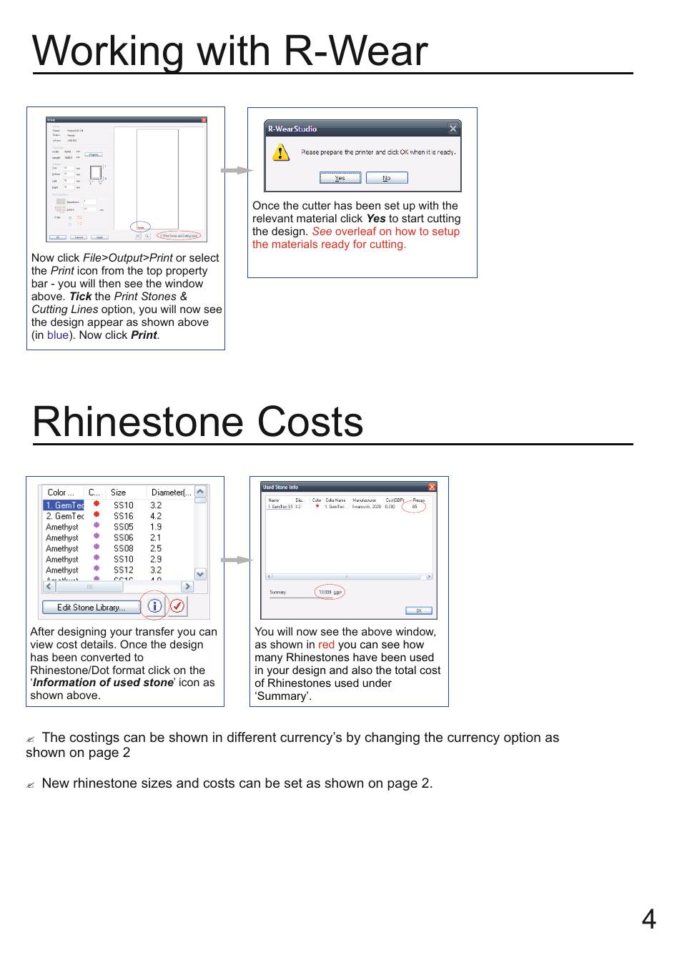 Working with r-wear rhinestone costs | Xpres Gem Tec User Manual | Page 6 / 8