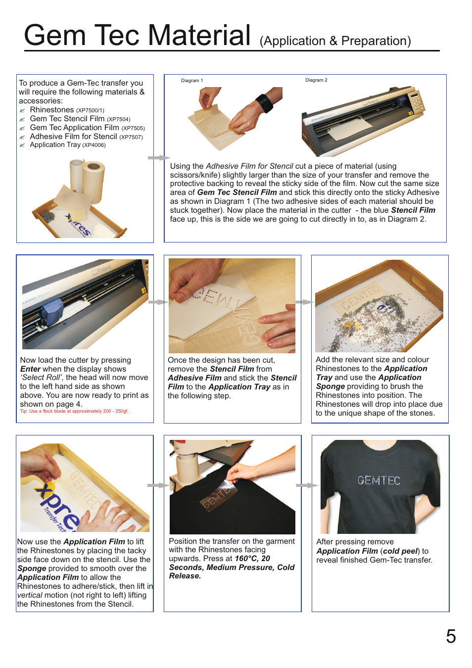 Gem tec material, Application & preparation) | Xpres Gem Tec User Manual | Page 7 / 8