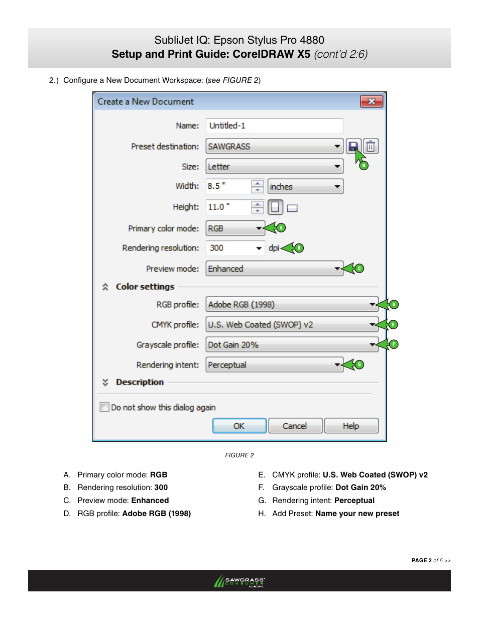 Xpres SubliJet IQ EPSON Stylus PRO 4880 (Windows Power Driver Setup): Print & Setup Guide CorelDRAW X5 User Manual | Page 2 / 6