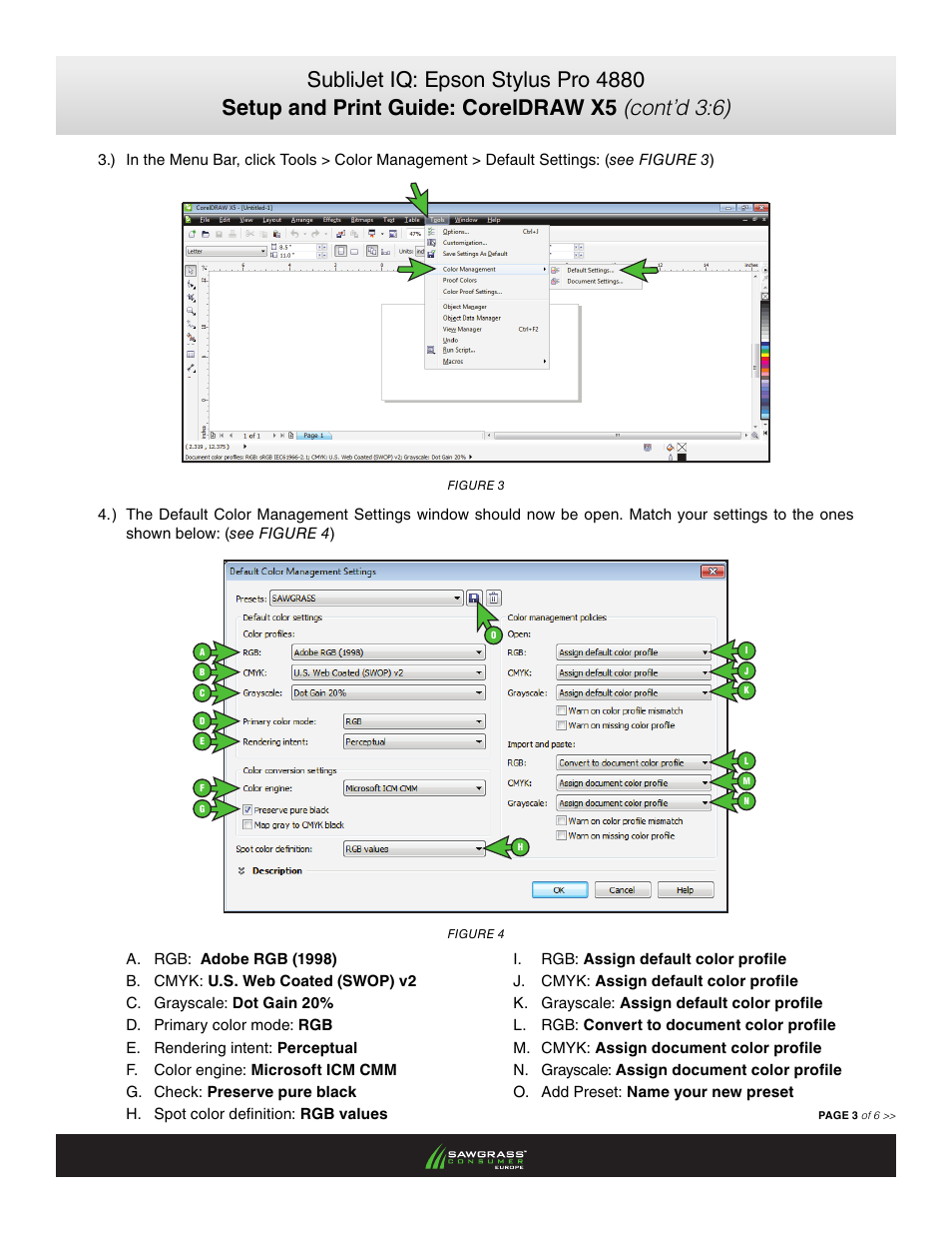 Xpres SubliJet IQ EPSON Stylus PRO 4880 (Windows Power Driver Setup): Print & Setup Guide CorelDRAW X5 User Manual | Page 3 / 6