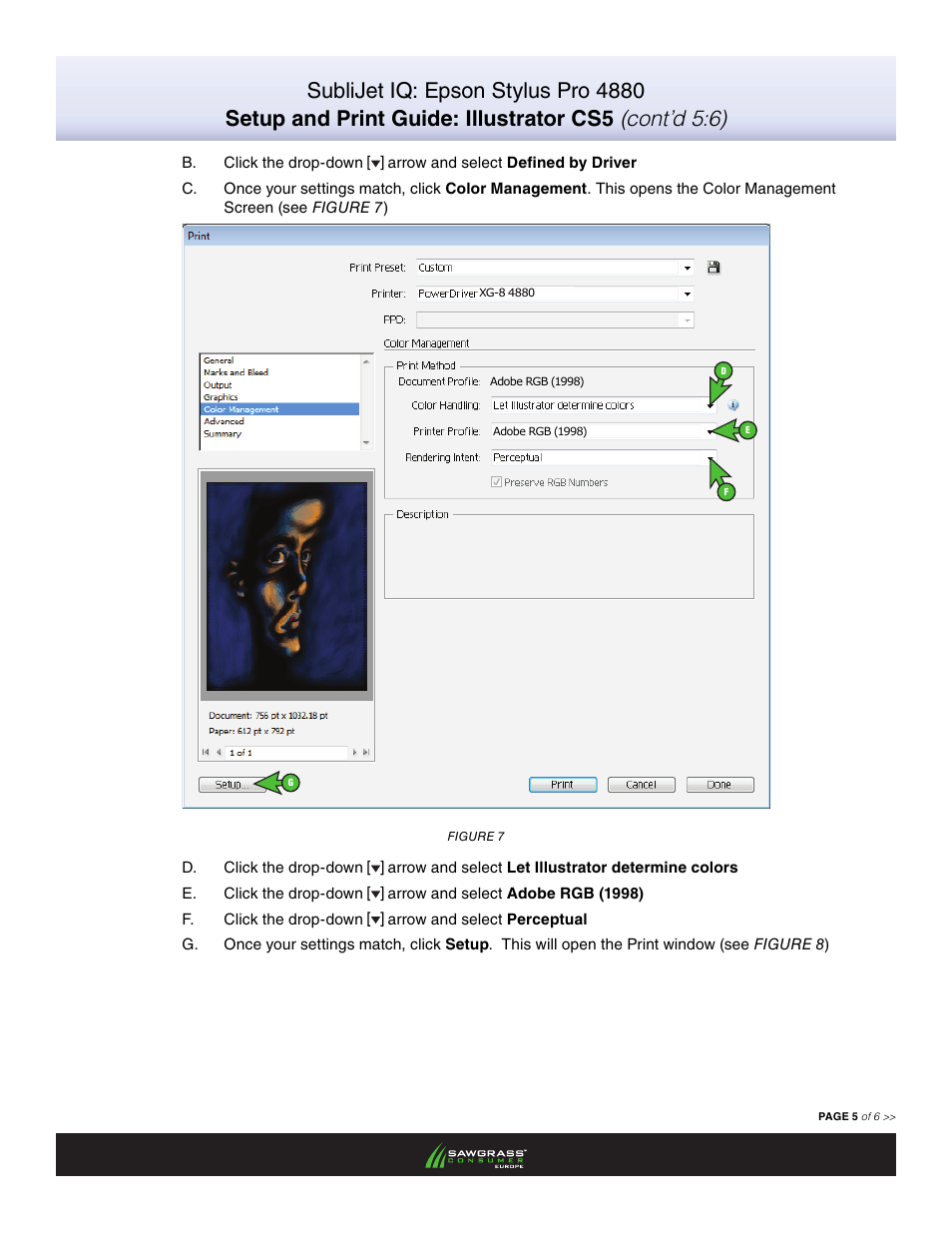 Xpres SubliJet IQ EPSON Stylus PRO 4880 (Windows Power Driver Setup): Print & Setup Guide Illustrator CS5 User Manual | Page 5 / 6
