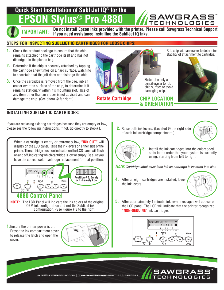 Xpres SubliJet IQ EPSON Stylus PRO 4880/4450 (Windows Power Driver Setup): Sublimation Cartridge Quick Start Guide User Manual | 2 pages