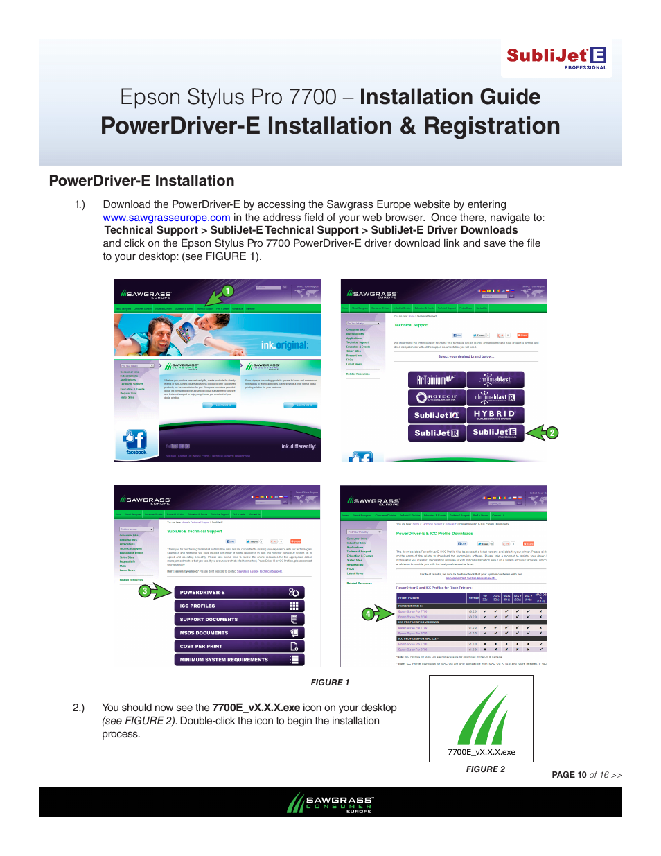Powerdriver-e installation & registration, Epson stylus pro 7700 – installation guide, Powerdriver-e installation | Xpres SubliJet E Epson Stylus Pro 7700 (Windows Power Driver Setup): Power Driver Installation Guide User Manual | Page 10 / 16