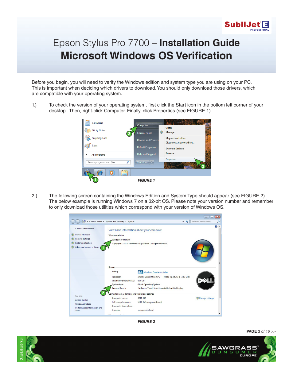 Microsoft windows os verification, Epson stylus pro 7700 – installation guide | Xpres SubliJet E Epson Stylus Pro 7700 (Windows Power Driver Setup): Power Driver Installation Guide User Manual | Page 3 / 16