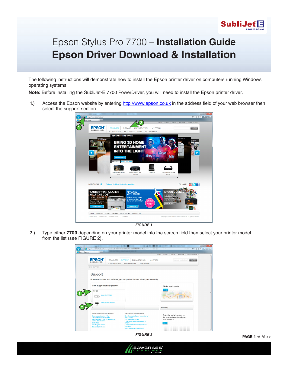 Epson driver download & installation, Epson stylus pro 7700 – installation guide | Xpres SubliJet E Epson Stylus Pro 7700 (Windows Power Driver Setup): Power Driver Installation Guide User Manual | Page 4 / 16
