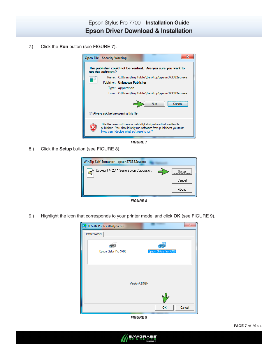 Epson driver download & installation | Xpres SubliJet E Epson Stylus Pro 7700 (Windows Power Driver Setup): Power Driver Installation Guide User Manual | Page 7 / 16