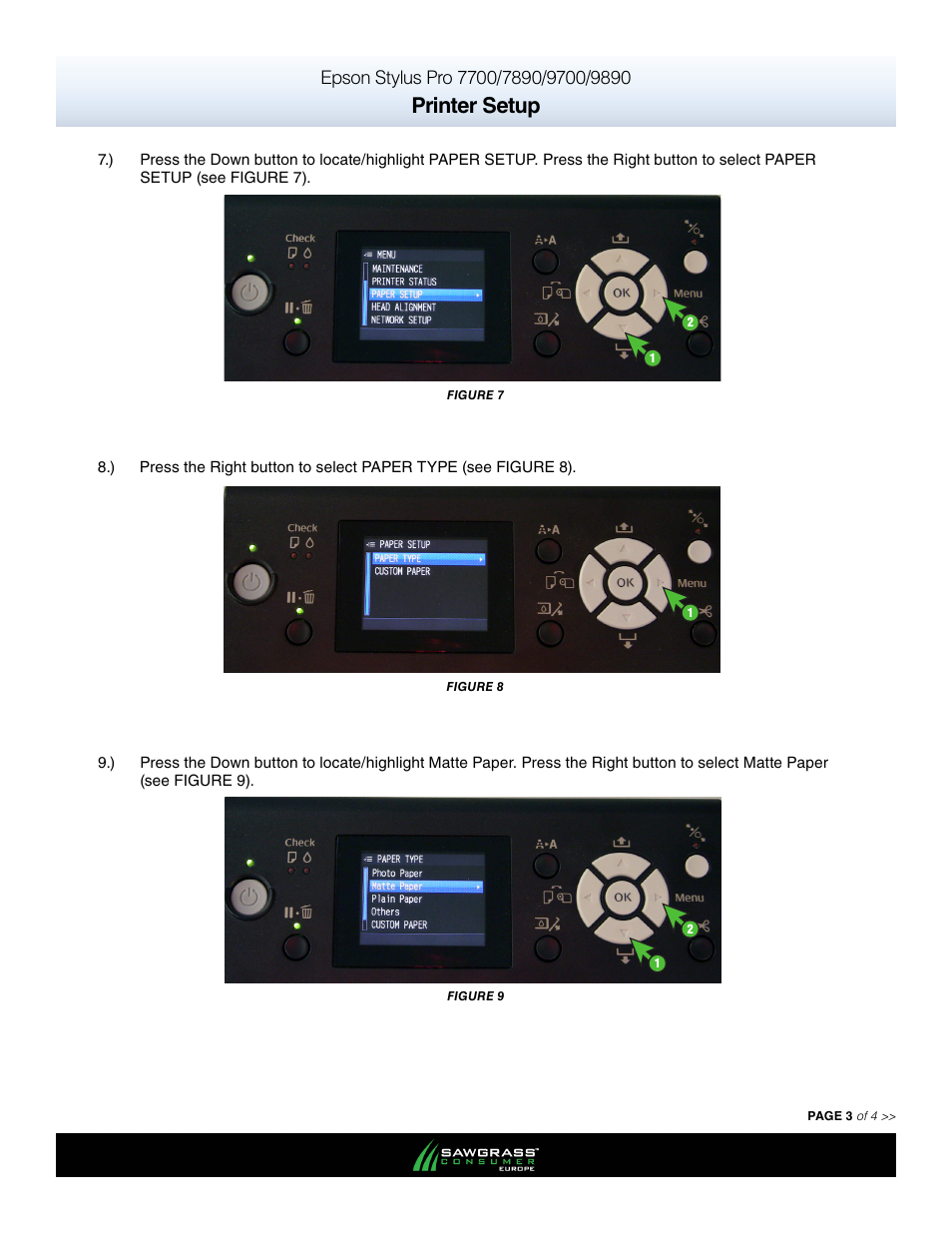 Printer setup | Xpres SubliJet E Epson Stylus Pro 9890 (Windows ICC Profile Setup): Printer Setup Guide User Manual | Page 3 / 4