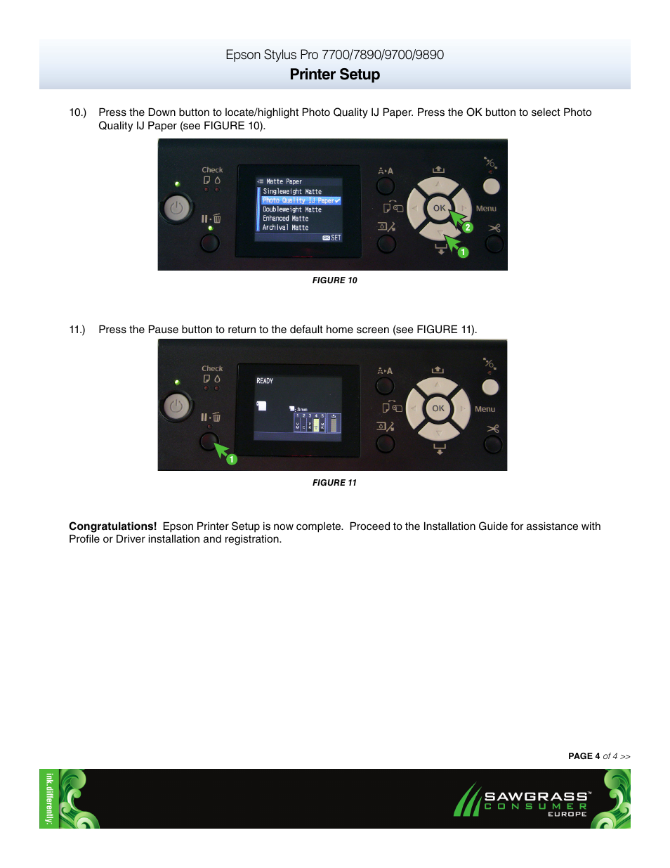 Printer setup | Xpres SubliJet E Epson Stylus Pro 9890 (Windows ICC Profile Setup): Printer Setup Guide User Manual | Page 4 / 4