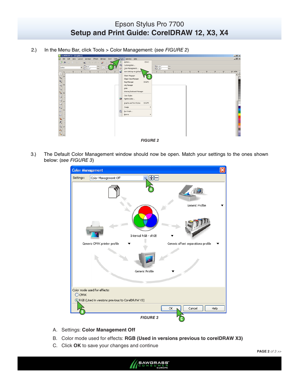 Setup and print guide: coreldraw 12, x3, x4, Epson stylus pro 7700 | Xpres SubliJet E Epson Stylus Pro 7700 (Windows Power Driver Setup): Print & Setup Guide CorelDRAW 12 - X4 User Manual | Page 2 / 3