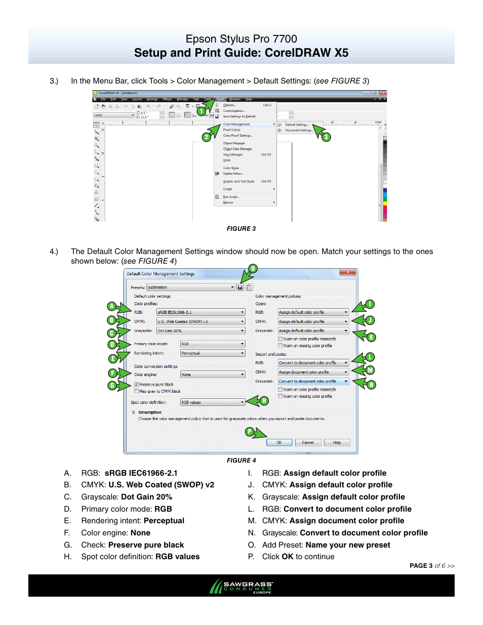 Setup and print guide: coreldraw x5, Epson stylus pro 7700 | Xpres SubliJet E Epson Stylus Pro 7700 (Windows Power Driver Setup): Print & Setup Guide CorelDRAW X5 User Manual | Page 3 / 6