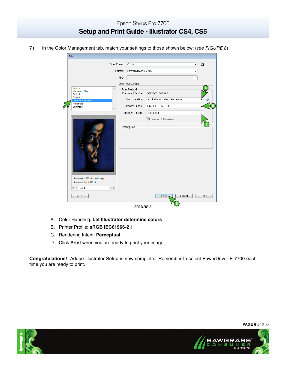 Setup and print guide - illustrator cs4, cs5, Epson stylus pro 7700 | Xpres SubliJet E Epson Stylus Pro 7700 (Windows Power Driver Setup): Print & Setup Guide Illustrator CS4 - CS5 User Manual | Page 6 / 6