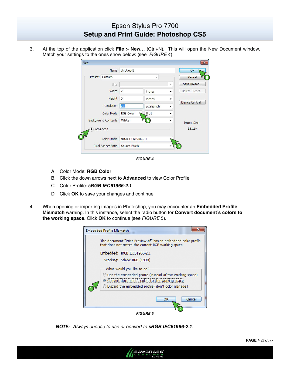 Xpres SubliJet E Epson Stylus Pro 7700 (Windows Power Driver Setup): Print & Setup Guide Photoshop CS5 User Manual | Page 4 / 6