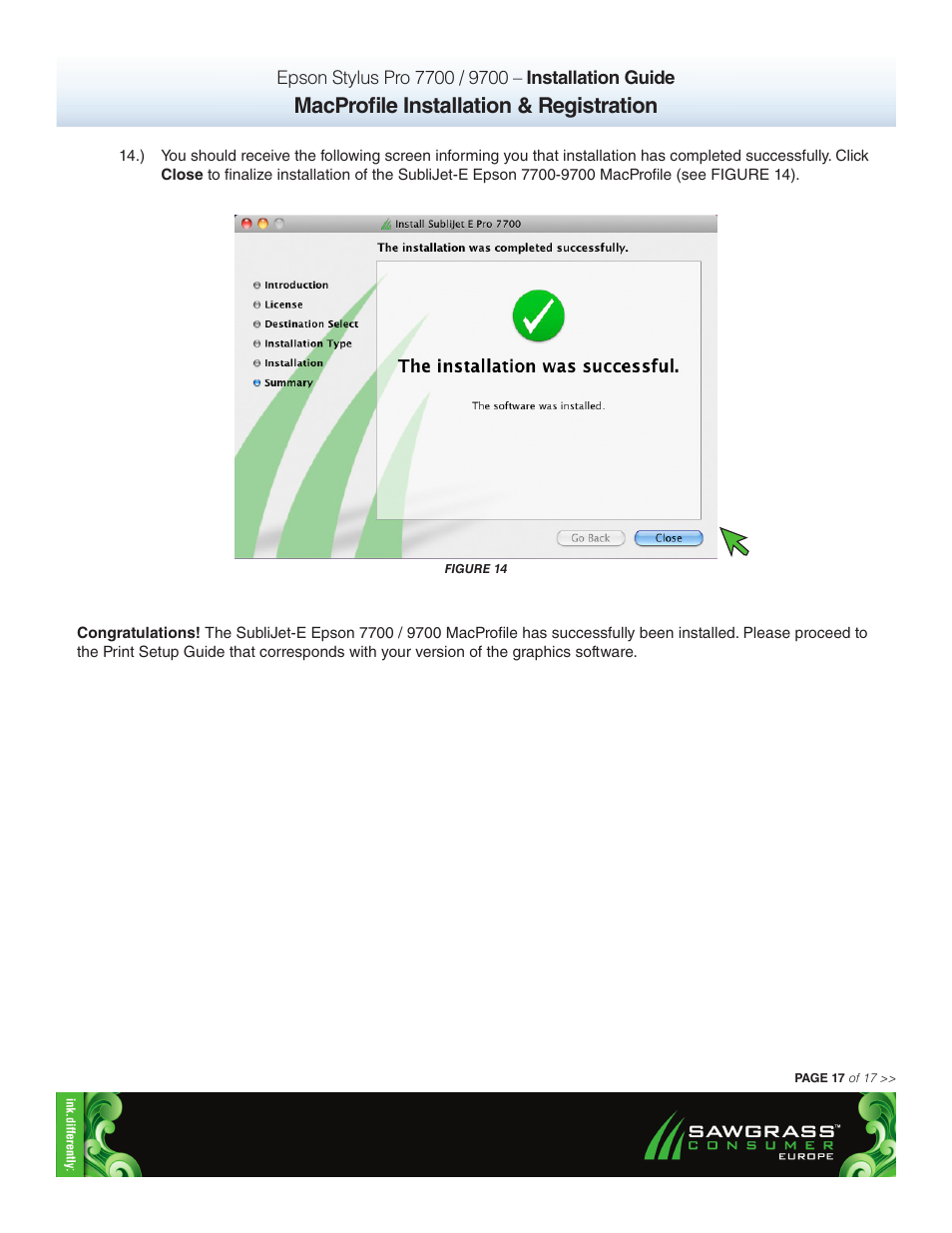 Macprofile installation & registration | Xpres SubliJet E Epson Stylus Pro 7900 (Mac ICC Profile Setup): Printer/Profile Installation Guide User Manual | Page 17 / 17