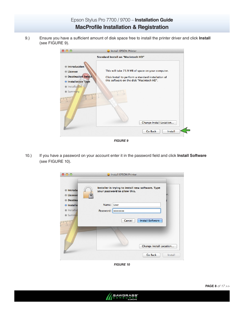 Macprofile installation & registration | Xpres SubliJet E Epson Stylus Pro 7900 (Mac ICC Profile Setup): Printer/Profile Installation Guide User Manual | Page 8 / 17