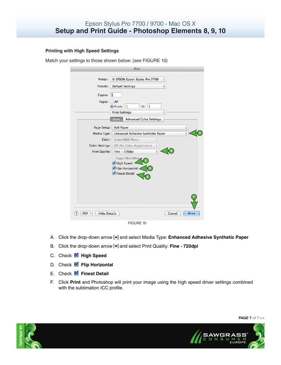 Xpres SubliJet E Epson Stylus Pro 7900 (Mac ICC Profile Setup): Print & Setup Guide Photoshop Elements 8 - 10 User Manual | Page 7 / 7