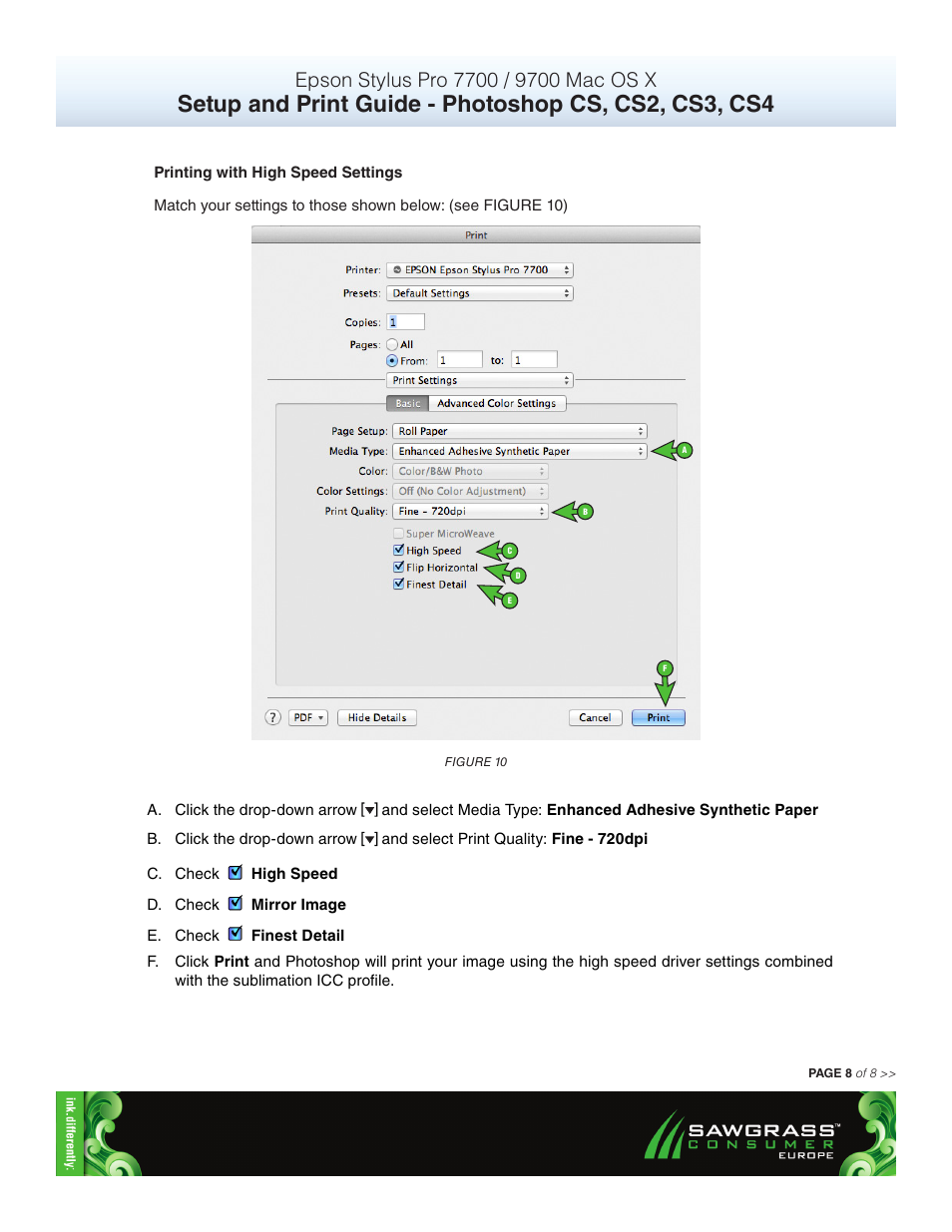 Xpres SubliJet E Epson Stylus Pro 7900 (Mac ICC Profile Setup): Print & Setup Guide Photoshop CS - CS4 User Manual | Page 8 / 8