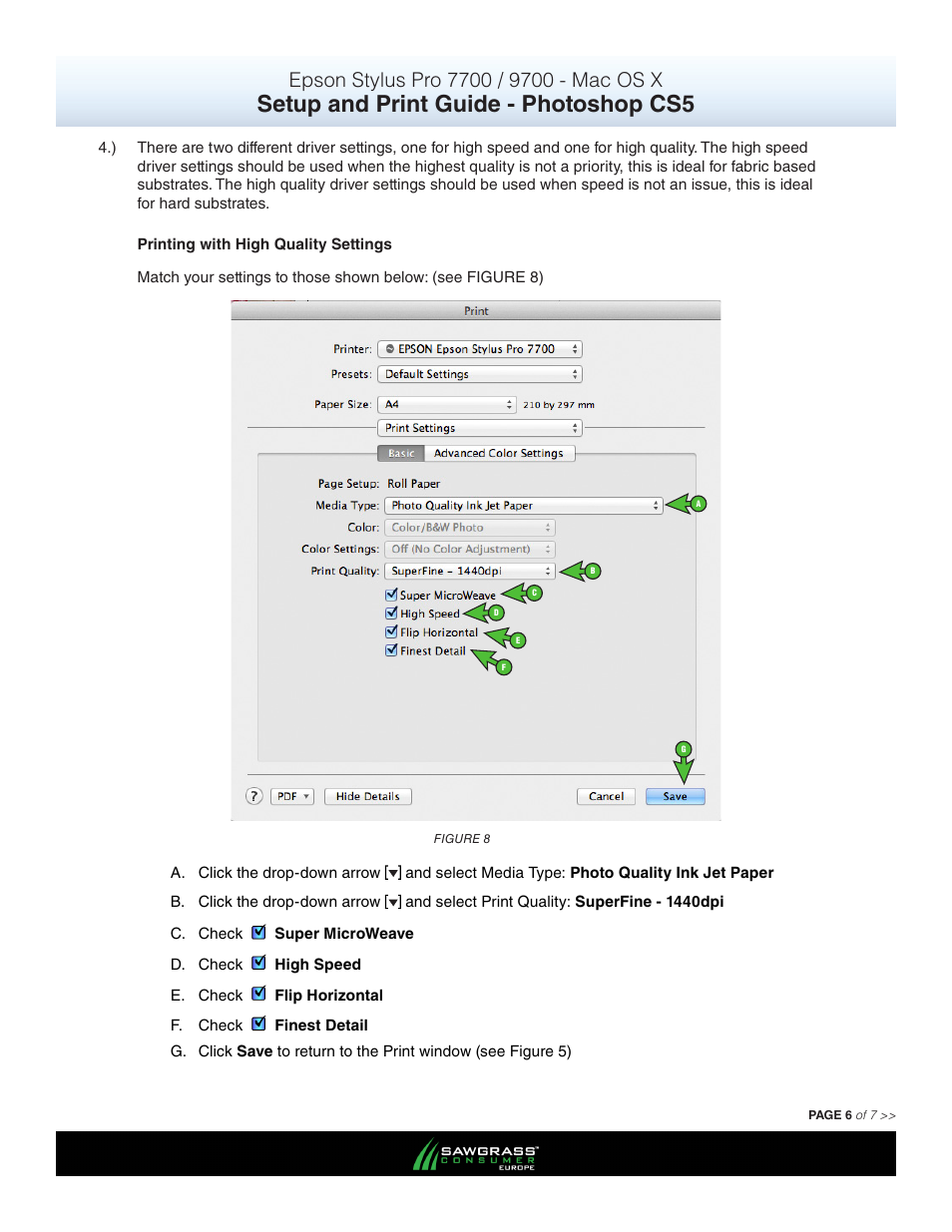 Setup and print guide - photoshop cs5 | Xpres SubliJet E Epson Stylus Pro 7900 (Mac ICC Profile Setup): Print & Setup Guide Photoshop CS5 User Manual | Page 6 / 7