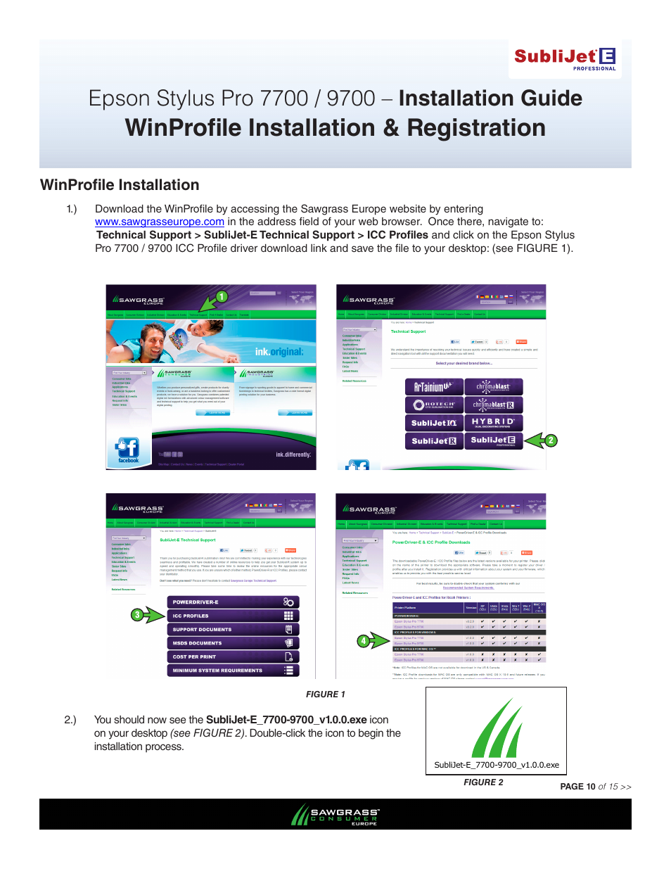 Winprofile installation & registration, Winprofile installation | Xpres SubliJet E Epson Stylus Pro 7900 (Windows ICC Profile Setup): Printer/Profile Installation Guide User Manual | Page 10 / 15