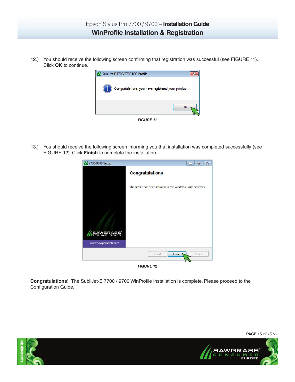 Winprofile installation & registration | Xpres SubliJet E Epson Stylus Pro 7900 (Windows ICC Profile Setup): Printer/Profile Installation Guide User Manual | Page 15 / 15