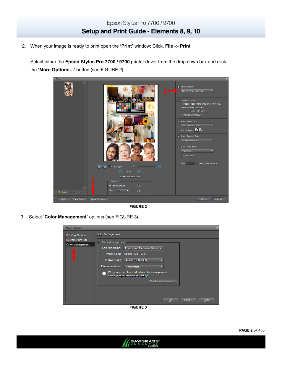 Setup and print guide - elements 8, 9, 10 | Xpres SubliJet E Epson Stylus Pro 7900 (Windows ICC Profile Setup): Print & Setup Guide Photoshop Elements 8 - 10 User Manual | Page 2 / 4