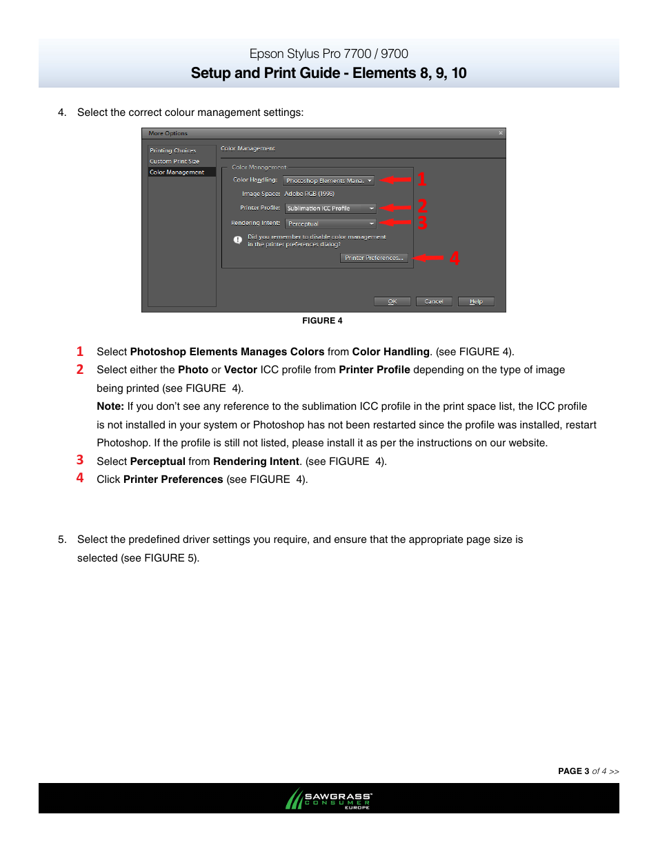 Setup and print guide - elements 8, 9, 10 | Xpres SubliJet E Epson Stylus Pro 7900 (Windows ICC Profile Setup): Print & Setup Guide Photoshop Elements 8 - 10 User Manual | Page 3 / 4