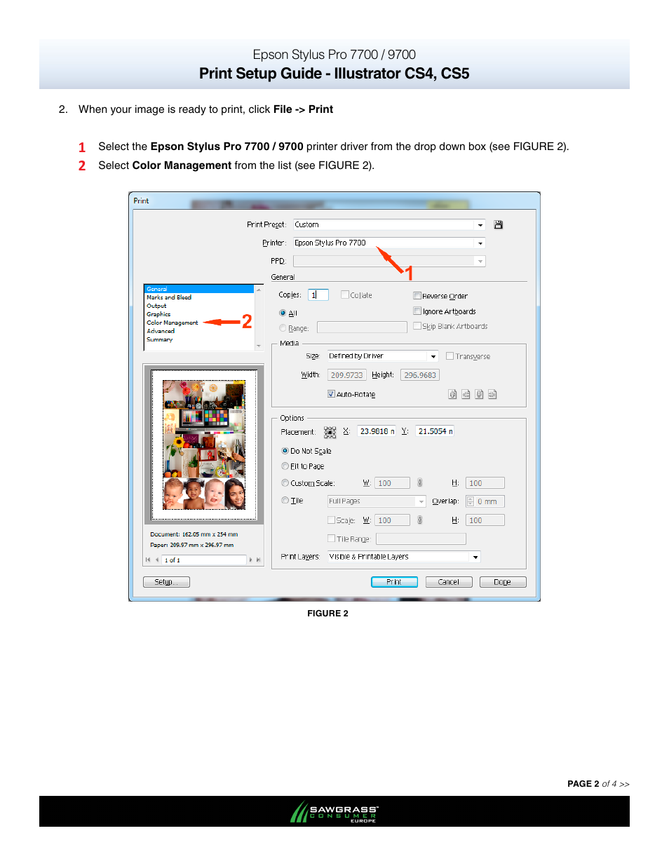 Print setup guide - illustrator cs4, cs5 | Xpres SubliJet E Epson Stylus Pro 7900 (Windows ICC Profile Setup): Print & Setup Guide Illustrator CS4 - CS5 User Manual | Page 2 / 4
