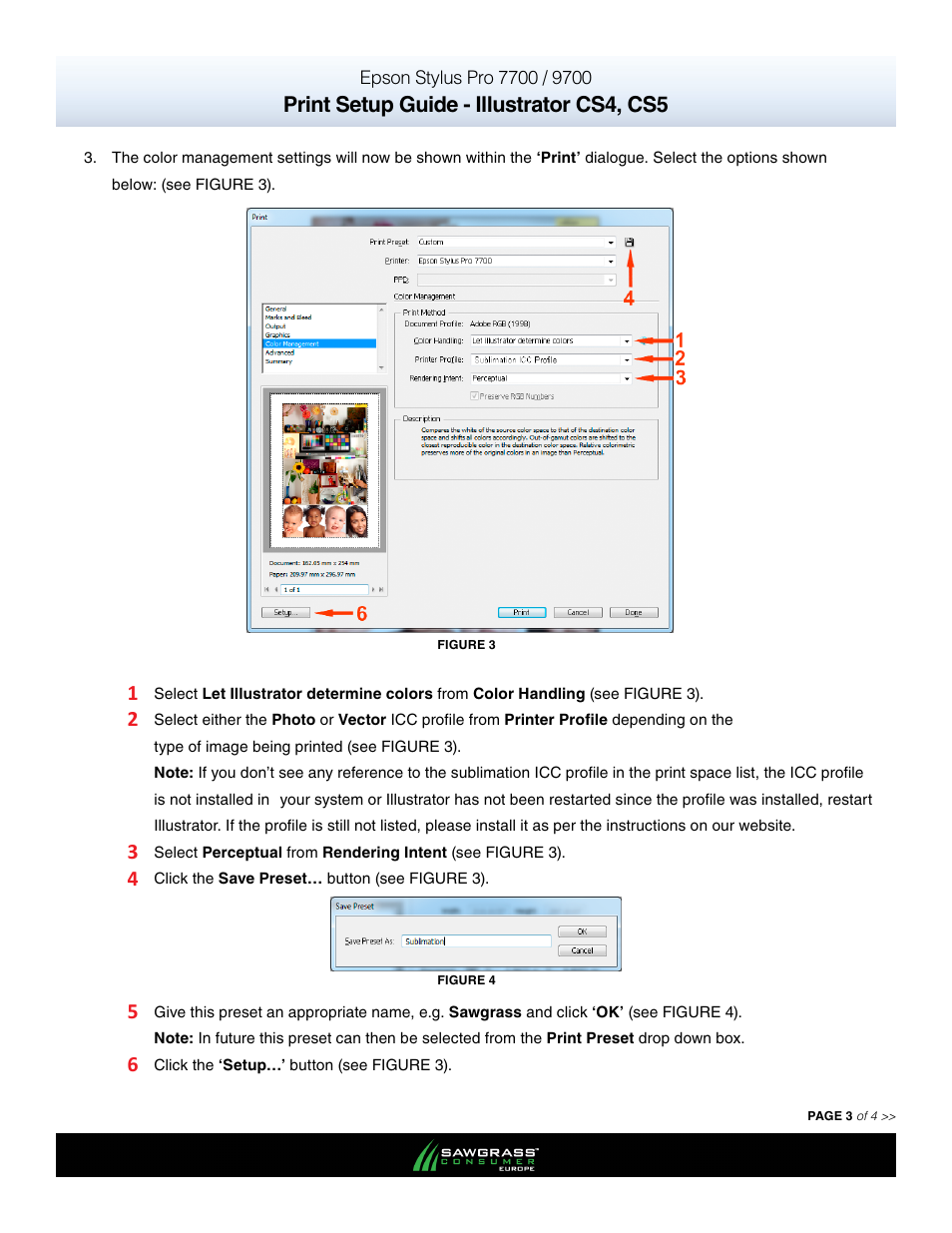 Print setup guide - illustrator cs4, cs5 | Xpres SubliJet E Epson Stylus Pro 7900 (Windows ICC Profile Setup): Print & Setup Guide Illustrator CS4 - CS5 User Manual | Page 3 / 4