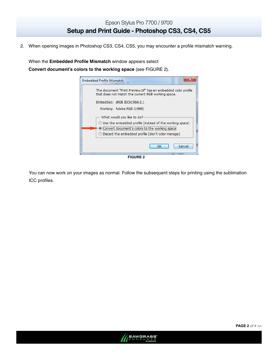 Setup and print guide - photoshop cs3, cs4, cs5 | Xpres SubliJet E Epson Stylus Pro 7900 (Windows ICC Profile Setup): Print & Setup Guide Photoshop CS3 - CS5 User Manual | Page 2 / 4