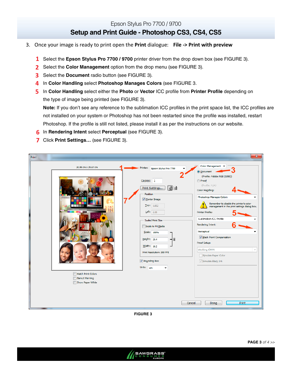 Setup and print guide - photoshop cs3, cs4, cs5 | Xpres SubliJet E Epson Stylus Pro 7900 (Windows ICC Profile Setup): Print & Setup Guide Photoshop CS3 - CS5 User Manual | Page 3 / 4