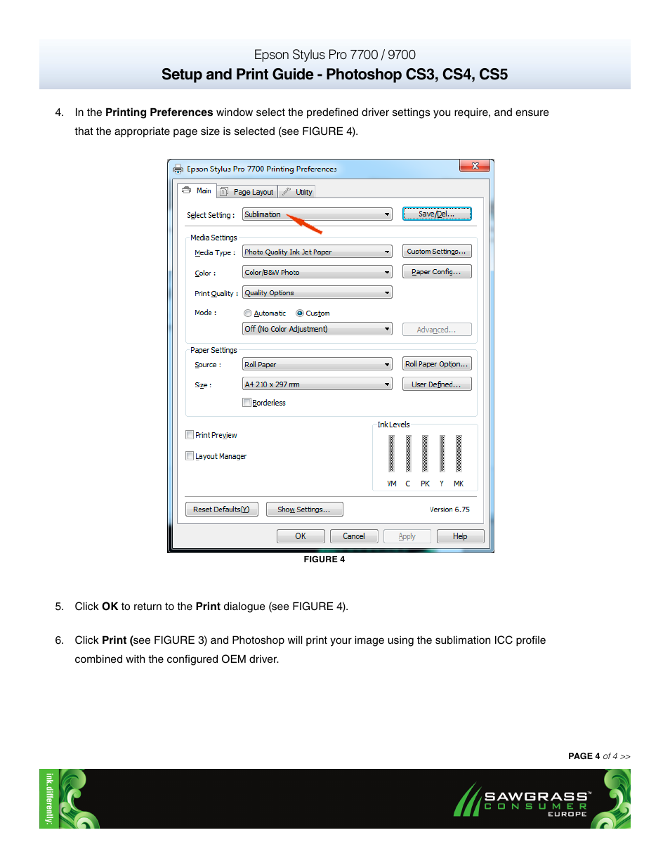 Setup and print guide - photoshop cs3, cs4, cs5 | Xpres SubliJet E Epson Stylus Pro 7900 (Windows ICC Profile Setup): Print & Setup Guide Photoshop CS3 - CS5 User Manual | Page 4 / 4