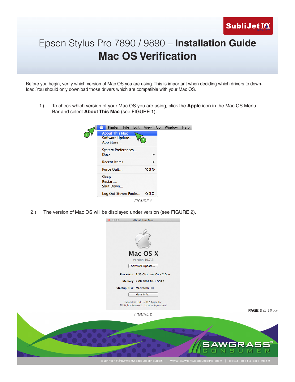 Mac os verification | Xpres SubliJet IQ Epson Stylus Pro 9890 - IQ Pro Photo (Mac ICC Profile Setup): Printer/Profile Installation Guide User Manual | Page 3 / 16