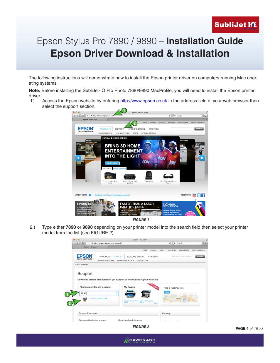 Epson driver download & installation | Xpres SubliJet IQ Epson Stylus Pro 9890 - IQ Pro Photo (Mac ICC Profile Setup): Printer/Profile Installation Guide User Manual | Page 4 / 16