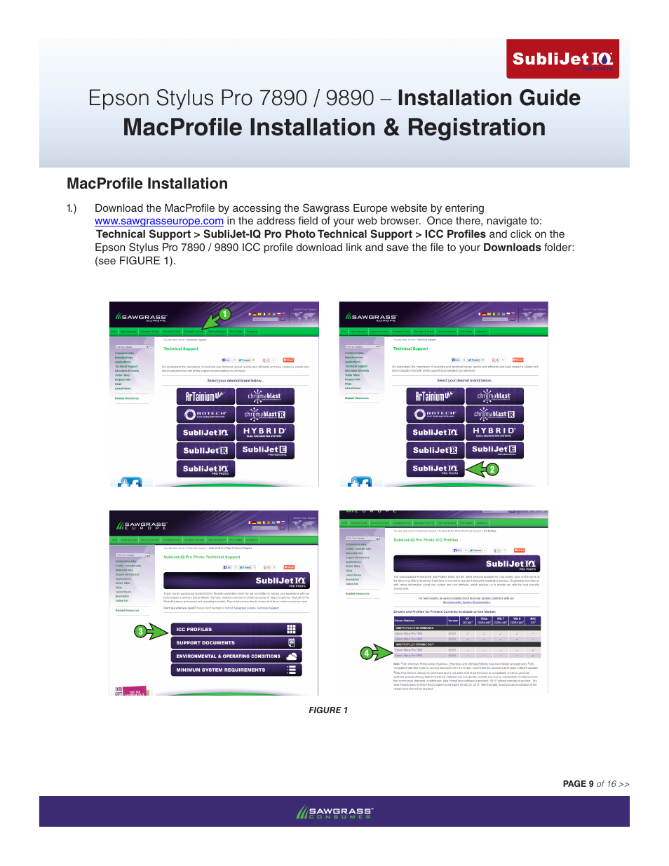 Macprofile installation & registration, Macprofile installation | Xpres SubliJet IQ Epson Stylus Pro 9890 - IQ Pro Photo (Mac ICC Profile Setup): Printer/Profile Installation Guide User Manual | Page 9 / 16