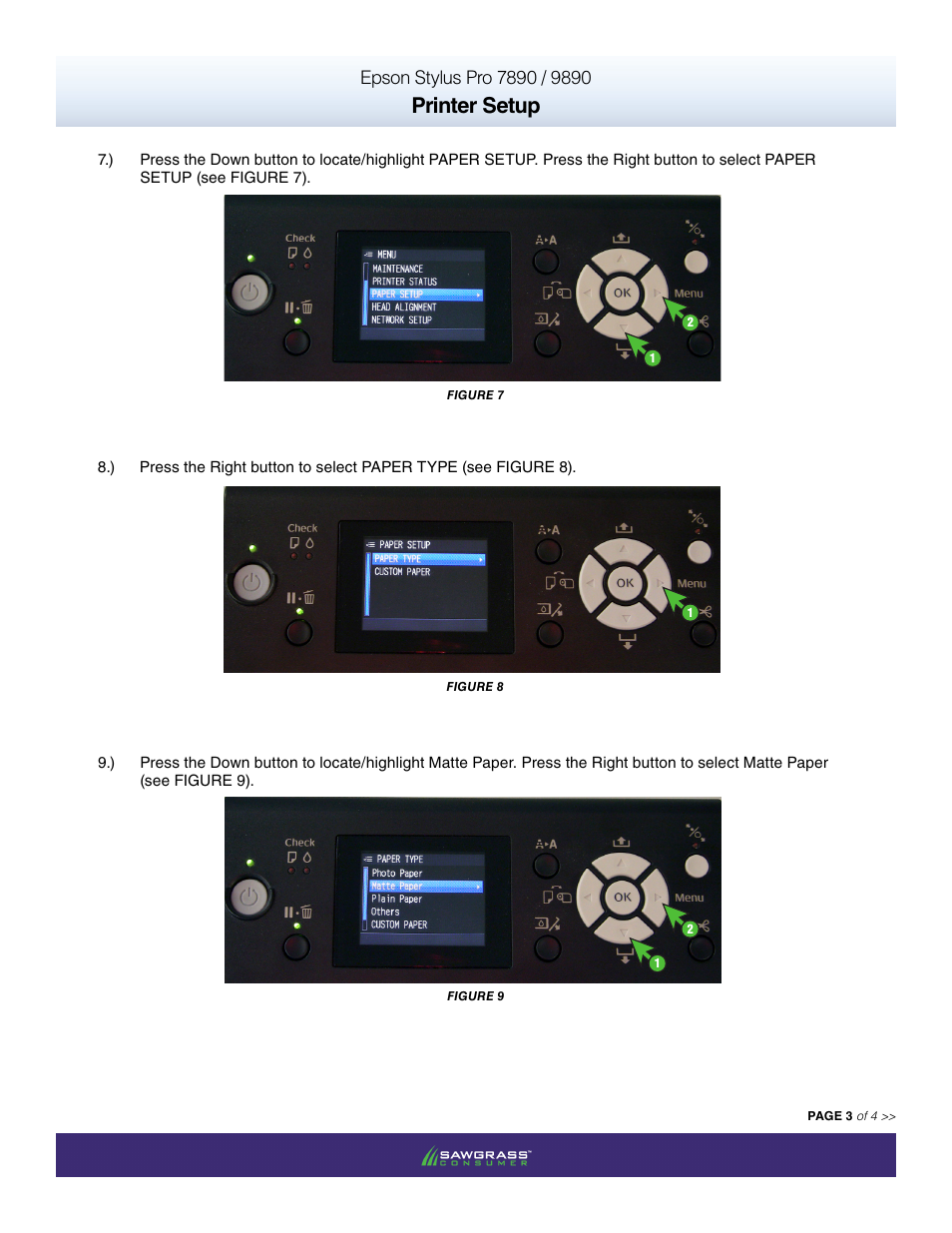 Printer setup | Xpres SubliJet IQ Epson Stylus Pro 9890 - IQ Pro Photo (Windows ICC Profile Setup): Printer Setup User Manual | Page 3 / 4