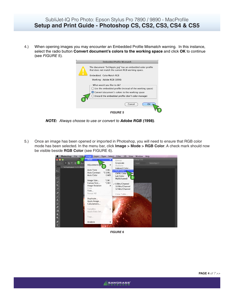 Xpres SubliJet IQ Epson Stylus Pro 9890 - IQ Pro Photo (Mac ICC Profile Setup): Print & Setup Guide Photoshop CS6 User Manual | Page 4 / 7