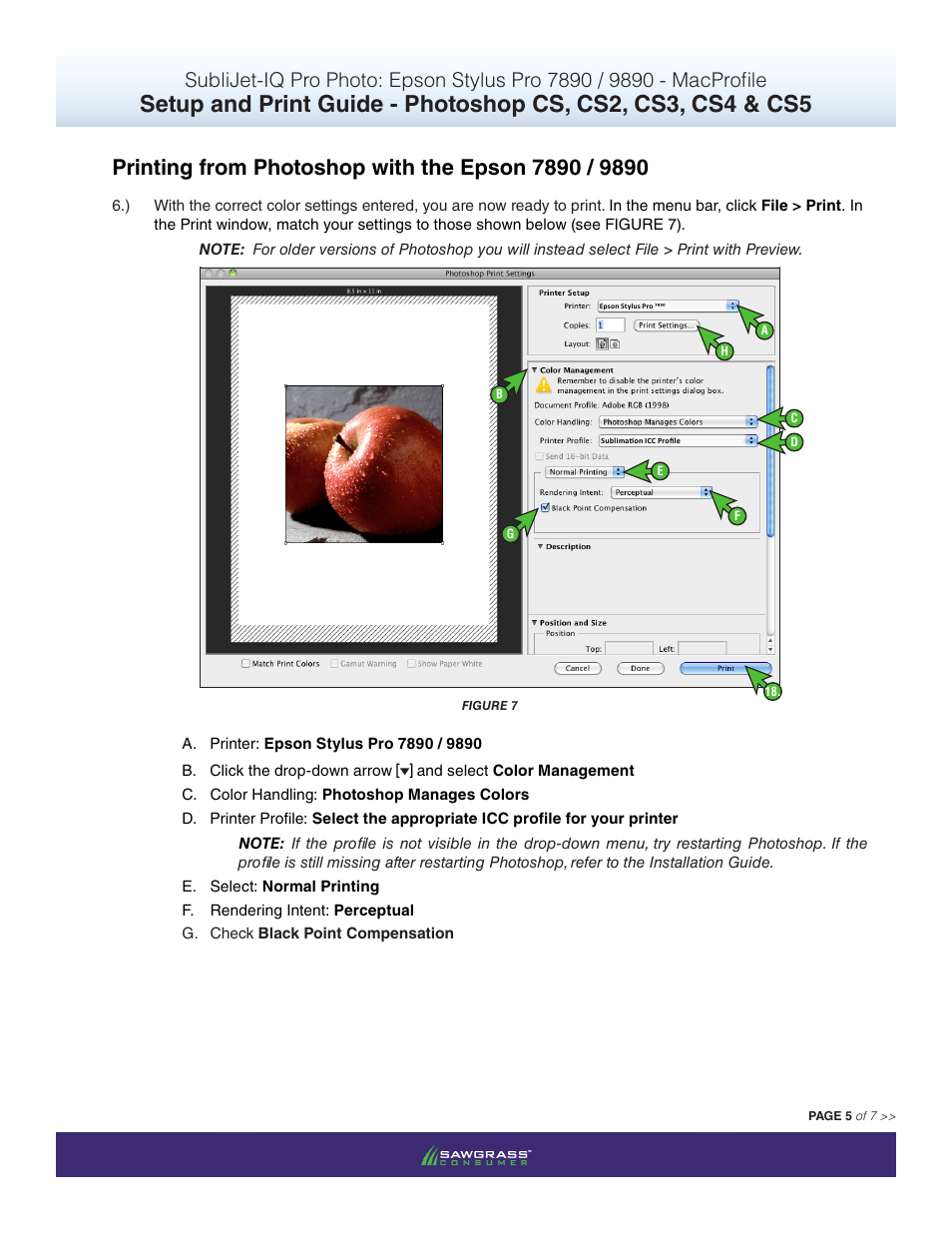 Xpres SubliJet IQ Epson Stylus Pro 9890 - IQ Pro Photo (Mac ICC Profile Setup): Print & Setup Guide Photoshop CS6 User Manual | Page 5 / 7