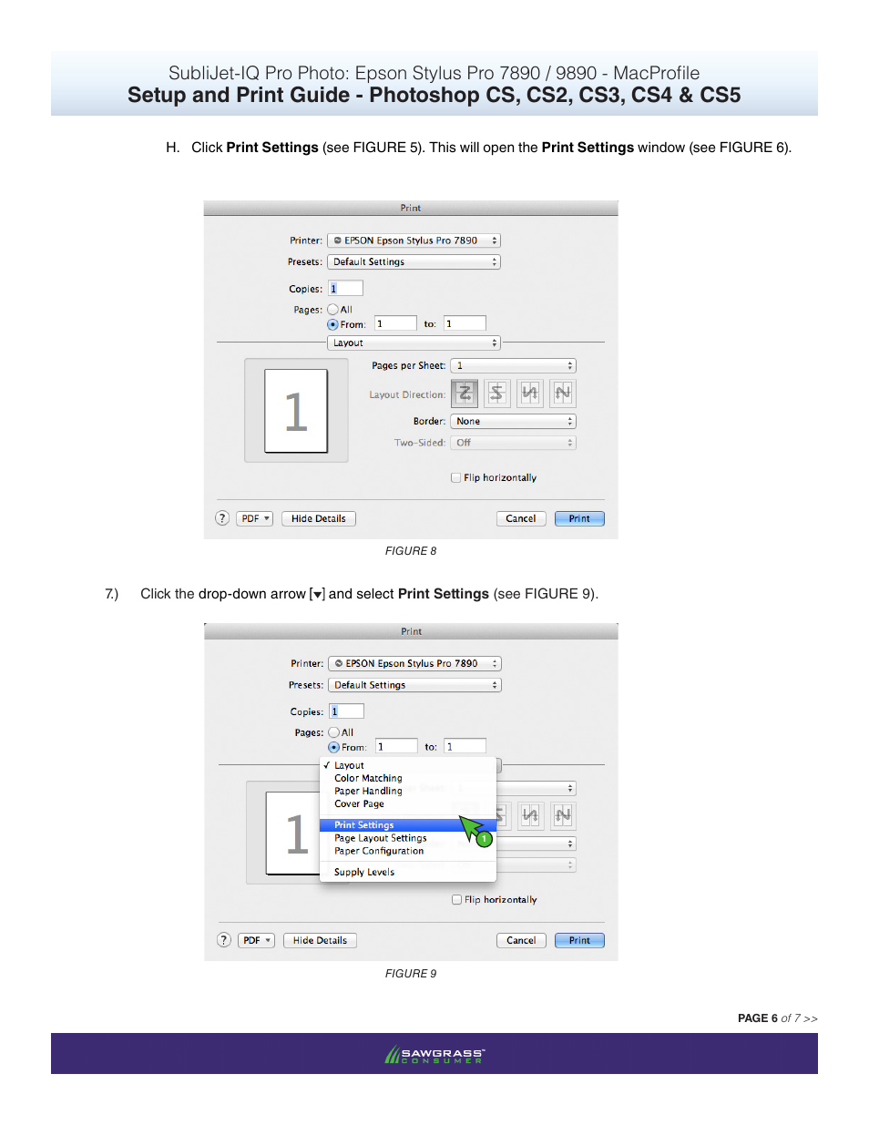Xpres SubliJet IQ Epson Stylus Pro 9890 - IQ Pro Photo (Mac ICC Profile Setup): Print & Setup Guide Photoshop CS6 User Manual | Page 6 / 7