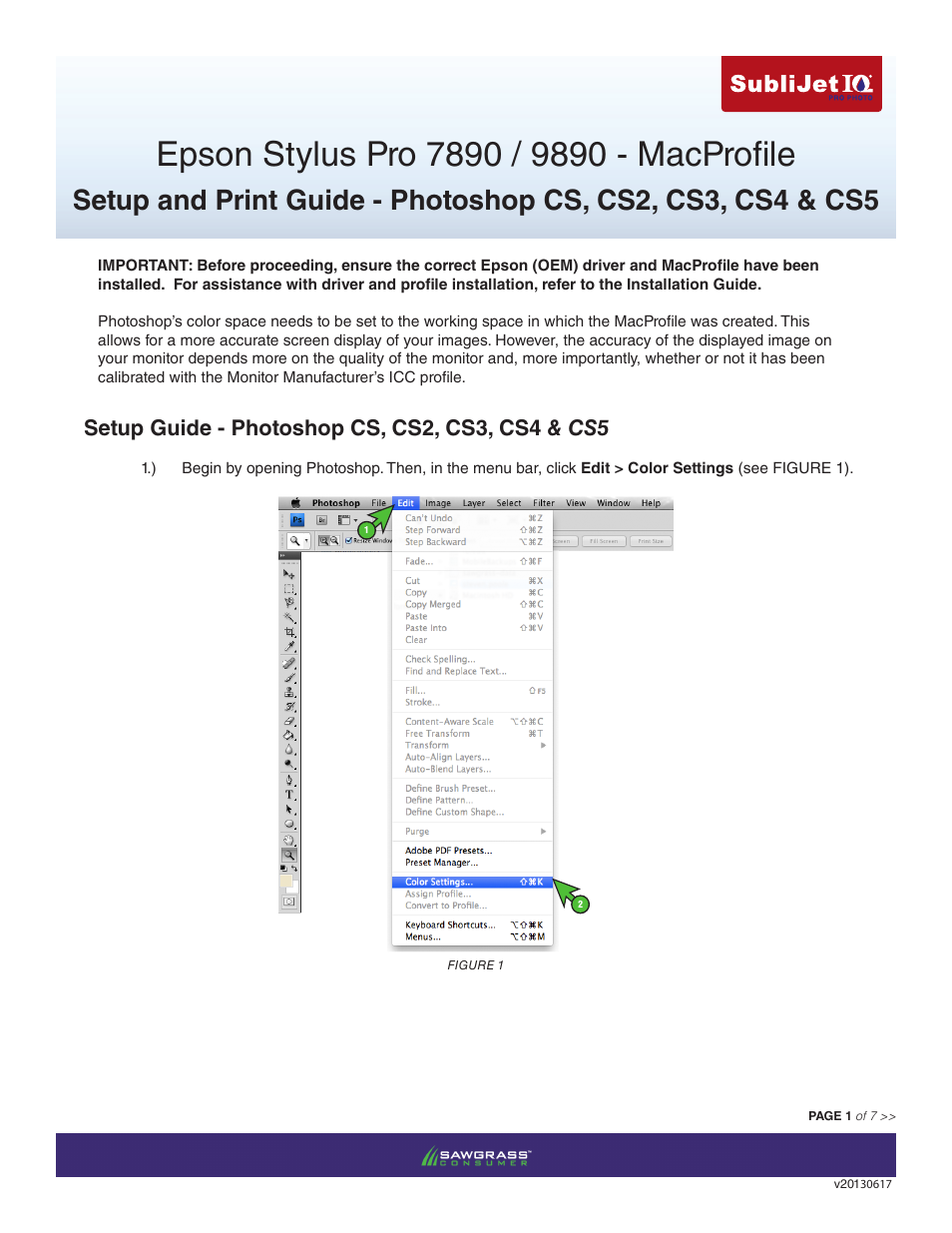 Xpres SubliJet IQ Epson Stylus Pro 9890 - IQ Pro Photo (Mac ICC Profile Setup): Print & Setup Guide Photoshop CS - CS5 User Manual | 7 pages