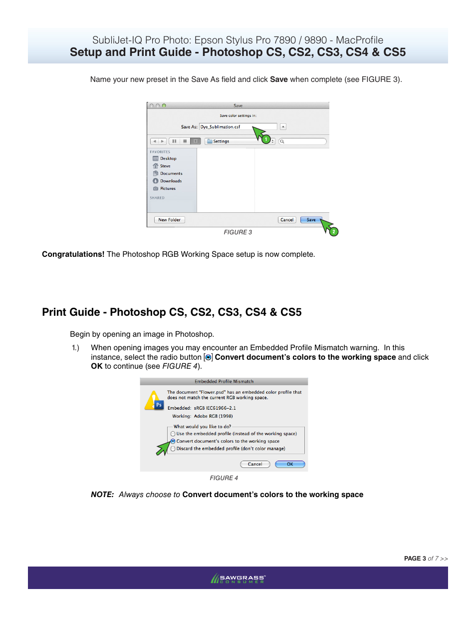 Print guide - photoshop cs, cs2, cs3, cs4 & cs5 | Xpres SubliJet IQ Epson Stylus Pro 9890 - IQ Pro Photo (Mac ICC Profile Setup): Print & Setup Guide Photoshop CS - CS5 User Manual | Page 3 / 7