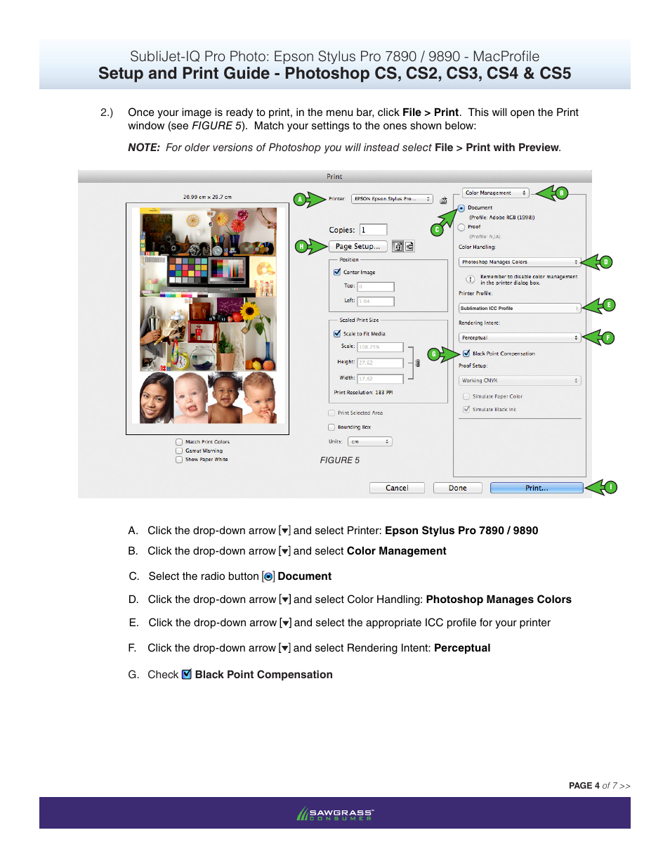 Xpres SubliJet IQ Epson Stylus Pro 9890 - IQ Pro Photo (Mac ICC Profile Setup): Print & Setup Guide Photoshop CS - CS5 User Manual | Page 4 / 7