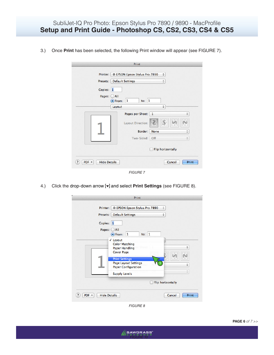 Xpres SubliJet IQ Epson Stylus Pro 9890 - IQ Pro Photo (Mac ICC Profile Setup): Print & Setup Guide Photoshop CS - CS5 User Manual | Page 6 / 7
