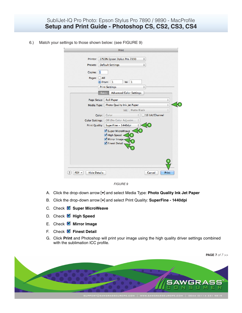 Xpres SubliJet IQ Epson Stylus Pro 9890 - IQ Pro Photo (Mac ICC Profile Setup): Print & Setup Guide Photoshop CS - CS5 User Manual | Page 7 / 7