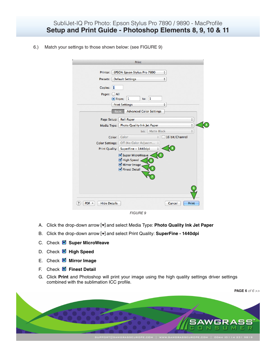 Xpres SubliJet IQ Epson Stylus Pro 9890 - IQ Pro Photo (Mac ICC Profile Setup): Print & Setup Guide Photoshop Elements 8 - 11 User Manual | Page 6 / 6
