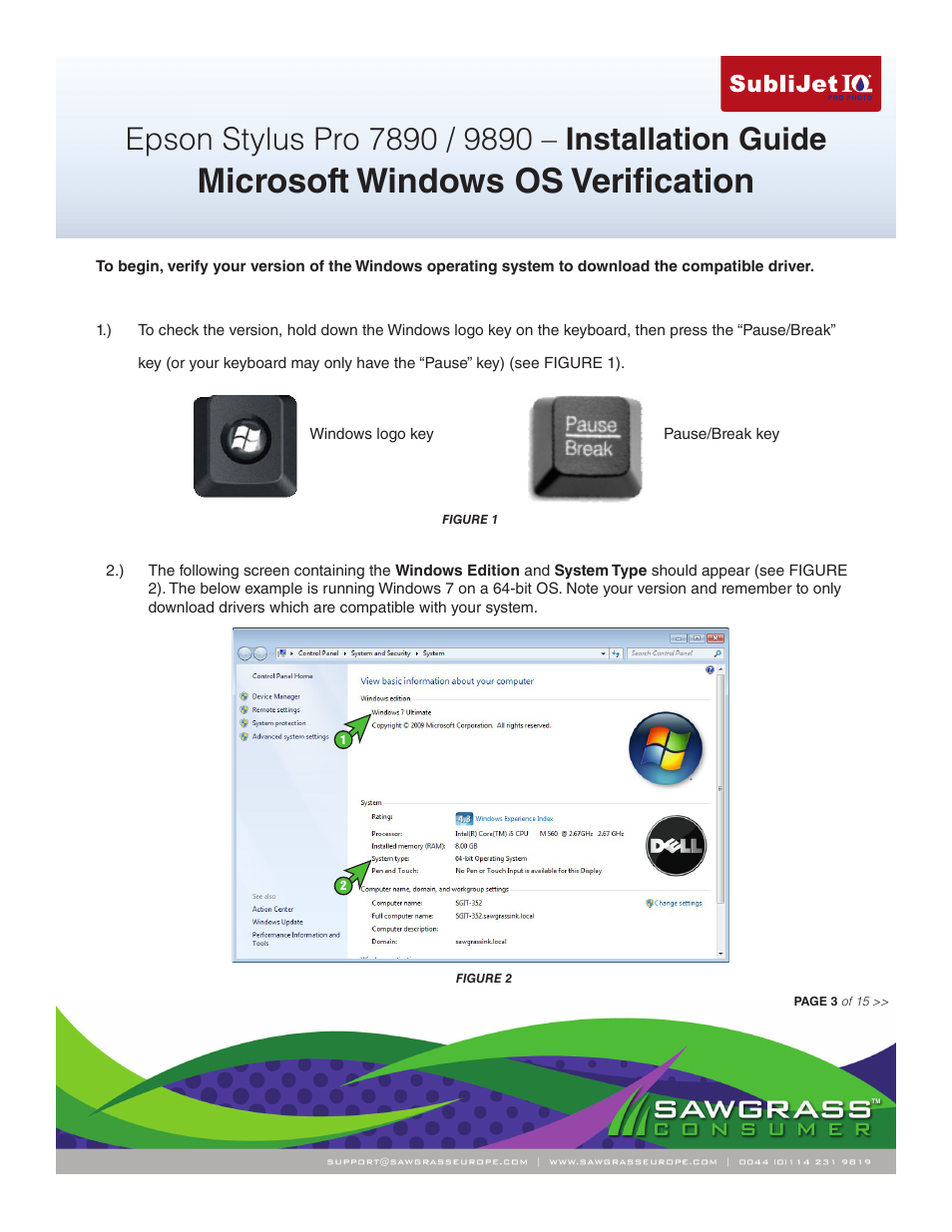 Microsoft windows os verification | Xpres SubliJet IQ Epson Stylus Pro 9890 - IQ Pro Photo (Windows ICC Profile Setup): Printer/Profile Installation Guide User Manual | Page 3 / 15