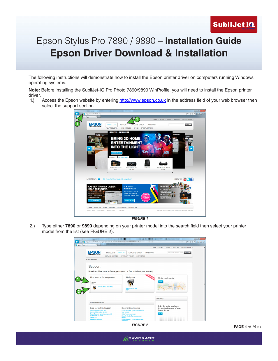 Epson driver download & installation | Xpres SubliJet IQ Epson Stylus Pro 9890 - IQ Pro Photo (Windows ICC Profile Setup): Printer/Profile Installation Guide User Manual | Page 4 / 15