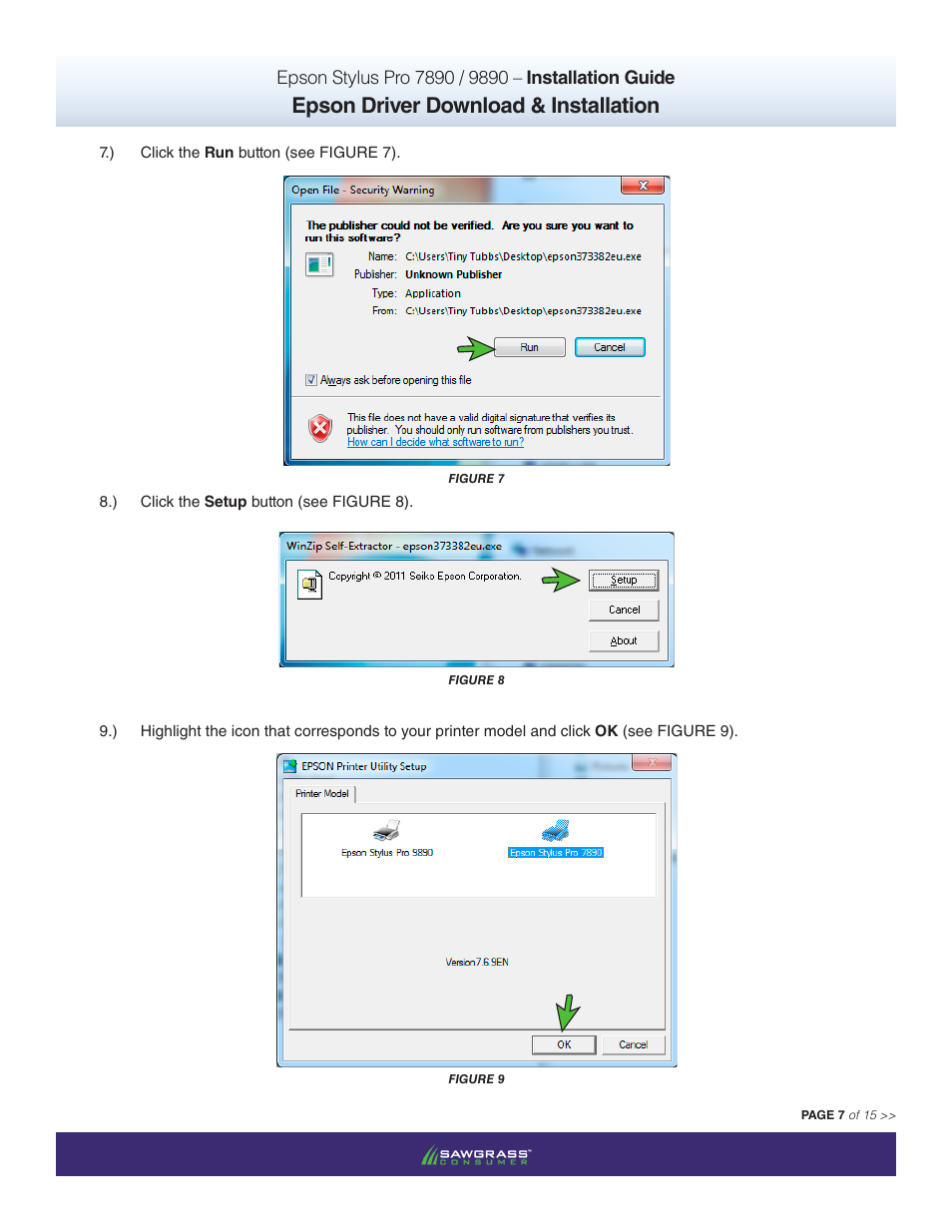 Epson driver download & installation | Xpres SubliJet IQ Epson Stylus Pro 9890 - IQ Pro Photo (Windows ICC Profile Setup): Printer/Profile Installation Guide User Manual | Page 7 / 15