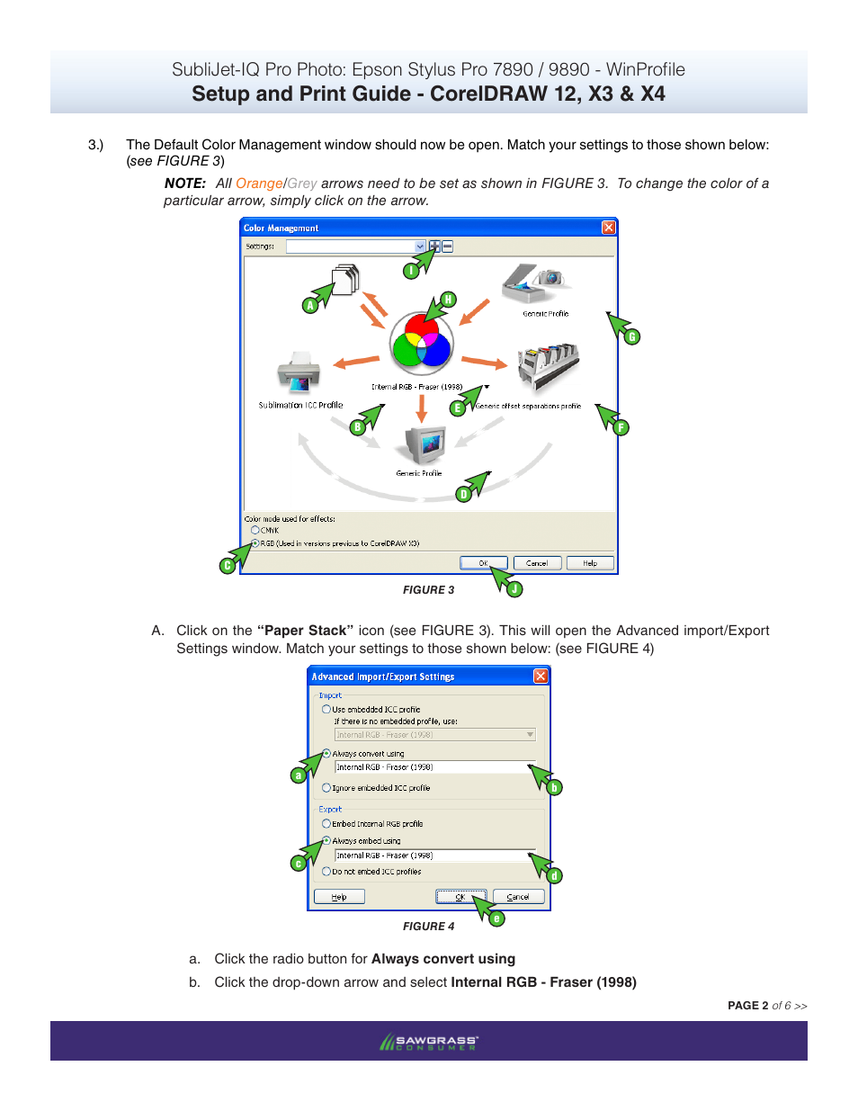 Setup and print guide - coreldraw 12, x3 & x4 | Xpres SubliJet IQ Epson Stylus Pro 9890 - IQ Pro Photo (Windows ICC Profile Setup): Print & Setup Guide CorelDRAW 12 - X4 User Manual | Page 2 / 6