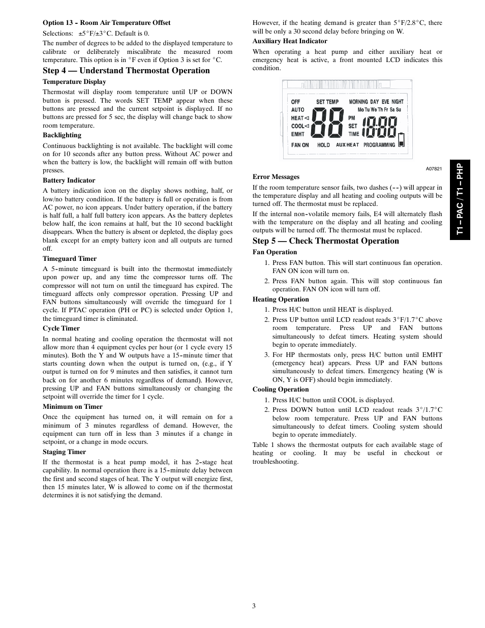 Step 4 — understand thermostat operation, Step 5 — check thermostat operation | Bryant LEGACY LINE--RNC T1--PHP User Manual | Page 3 / 8