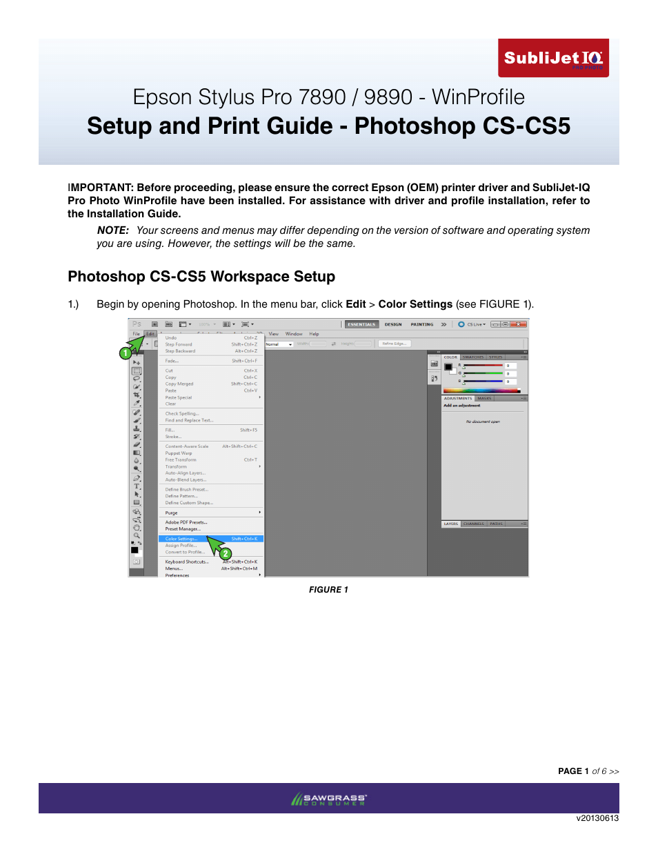 Xpres SubliJet IQ Epson Stylus Pro 9890 - IQ Pro Photo (Windows ICC Profile Setup): Print & Setup Guide Photoshop CS - CS5 User Manual | 6 pages