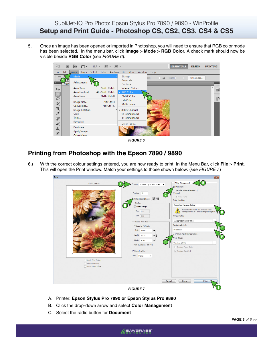 Xpres SubliJet IQ Epson Stylus Pro 9890 - IQ Pro Photo (Windows ICC Profile Setup): Print & Setup Guide Photoshop CS - CS5 User Manual | Page 5 / 6